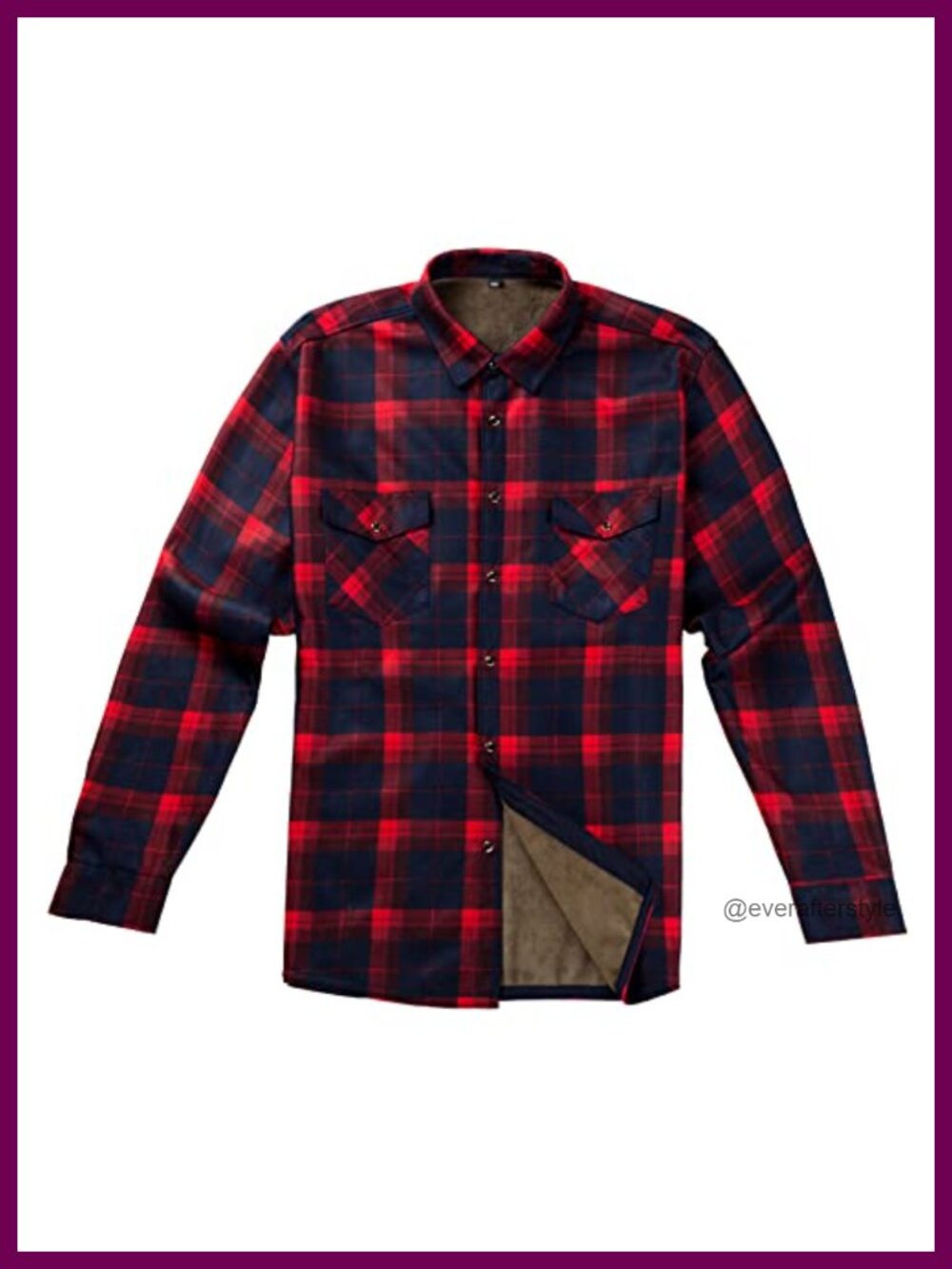 Men's Thermal Flannel Shirt Quilted Lined Plaid Button Down Long Sleeve